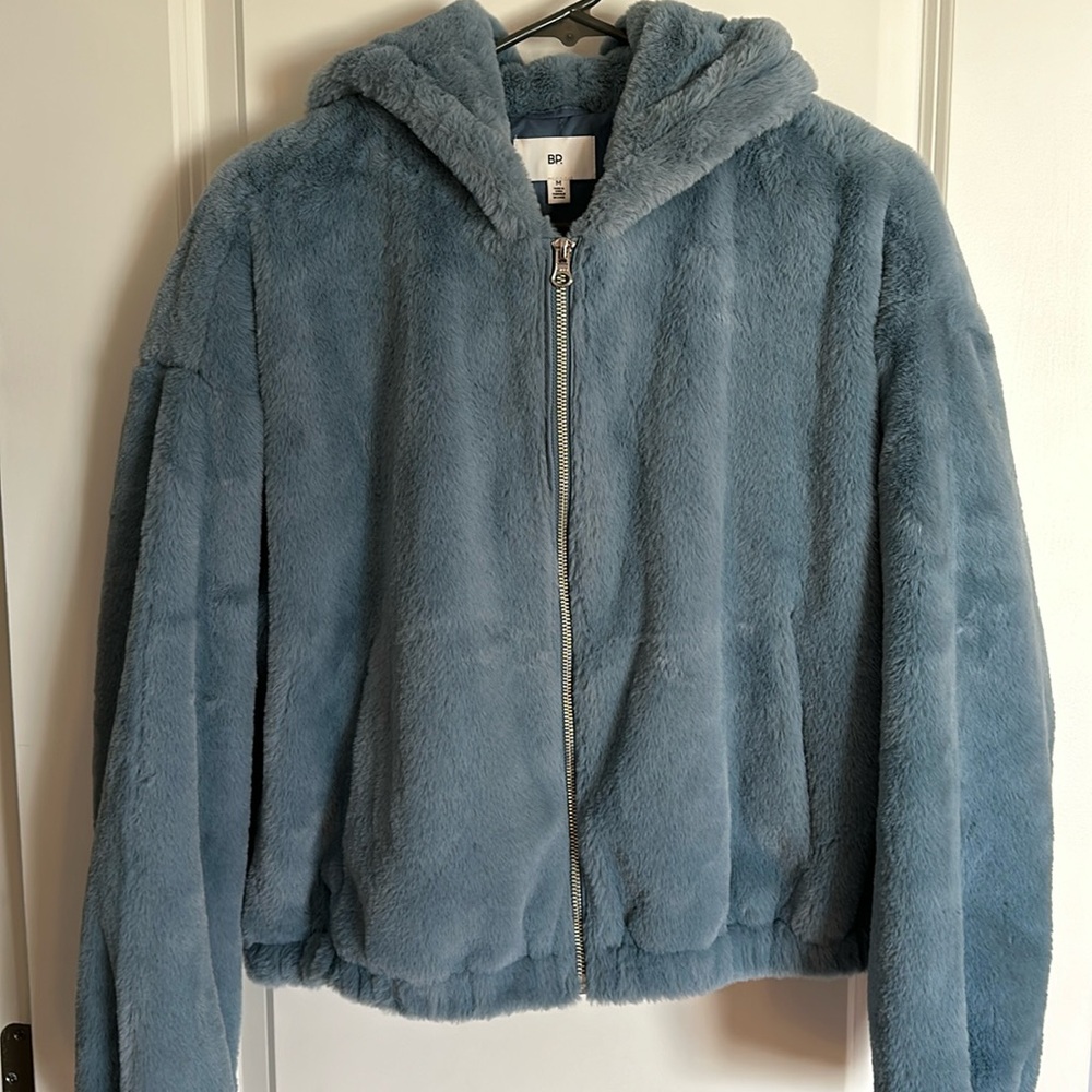 BP Hooded Faux Fur Jacket